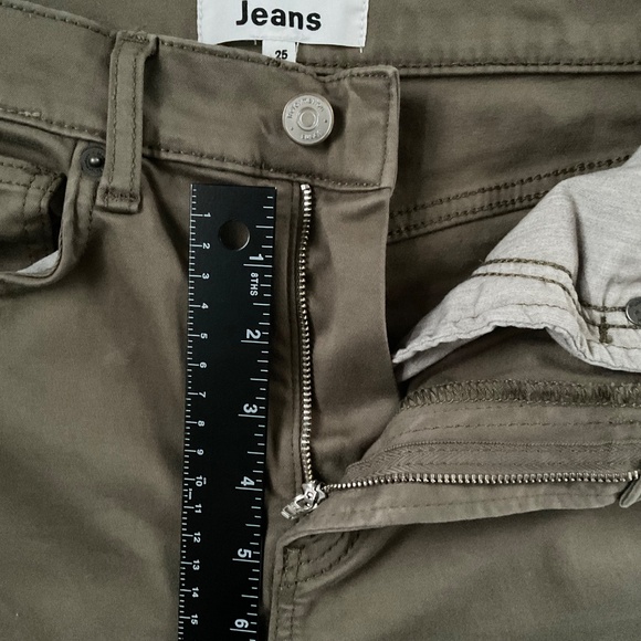 Reformation Emma High Rise Wide Leg Jean Sz 25 Army Green Flare Boho Raw Hem - Picture 6 of 11